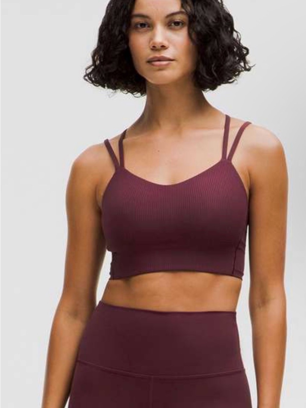 Lululemon Ribbed Strappy Longline Sports Bra Burgundy Size 4